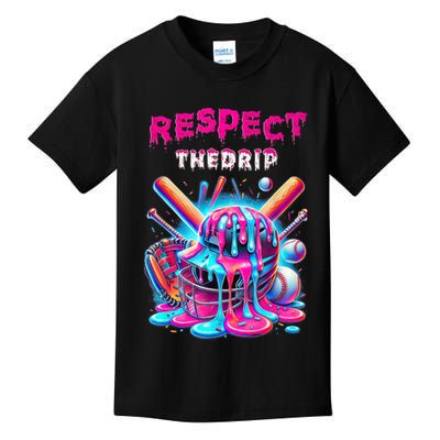 Baseball Drip Ice Cream Dripping Respect Drip Teen Boy Girl  Kids T-Shirt