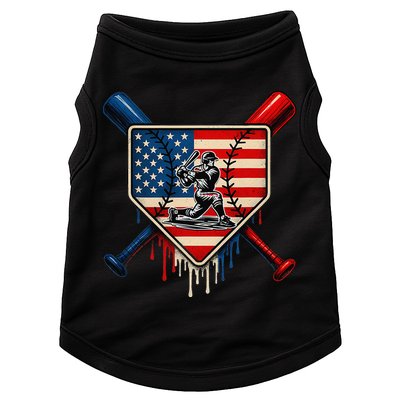 Baseball Drip Ice Cream Patriotic American Flag Doggie Tank
