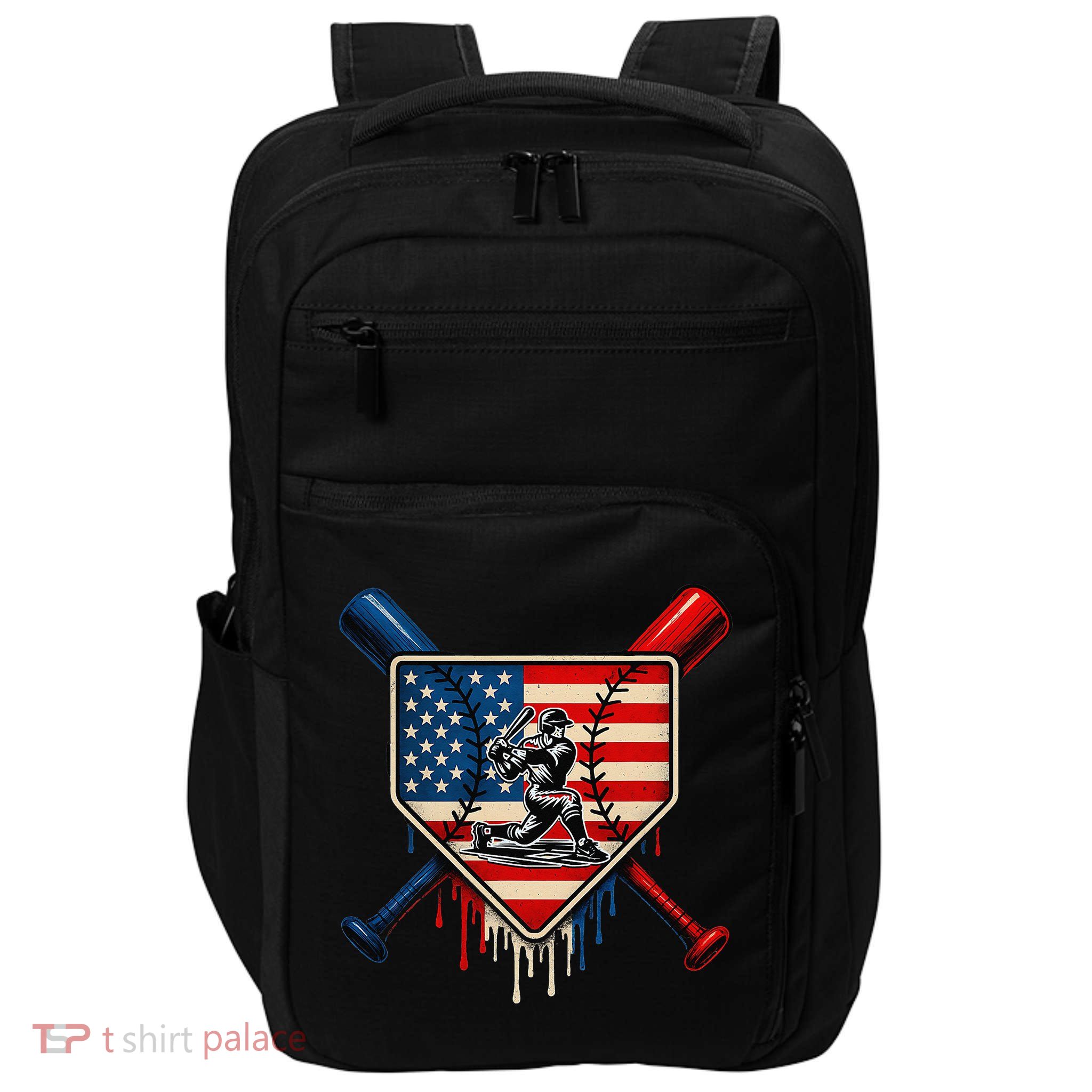 Baseball Drip Ice Cream Patriotic American Flag Impact Tech Backpack