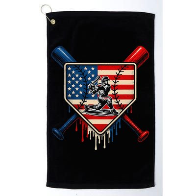 Baseball Drip Ice Cream Patriotic American Flag Golf Towel
