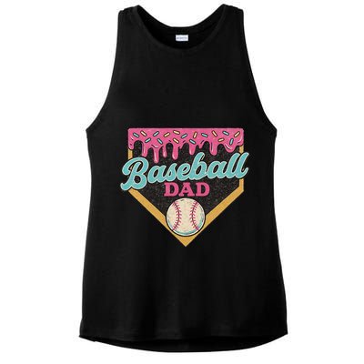 Baseball Dad Ice Cream Drip Ladies PosiCharge Tri-Blend Wicking Tank