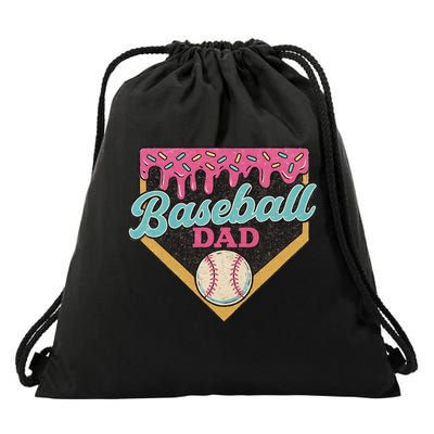 Baseball Dad Ice Cream Drip Drawstring Bag