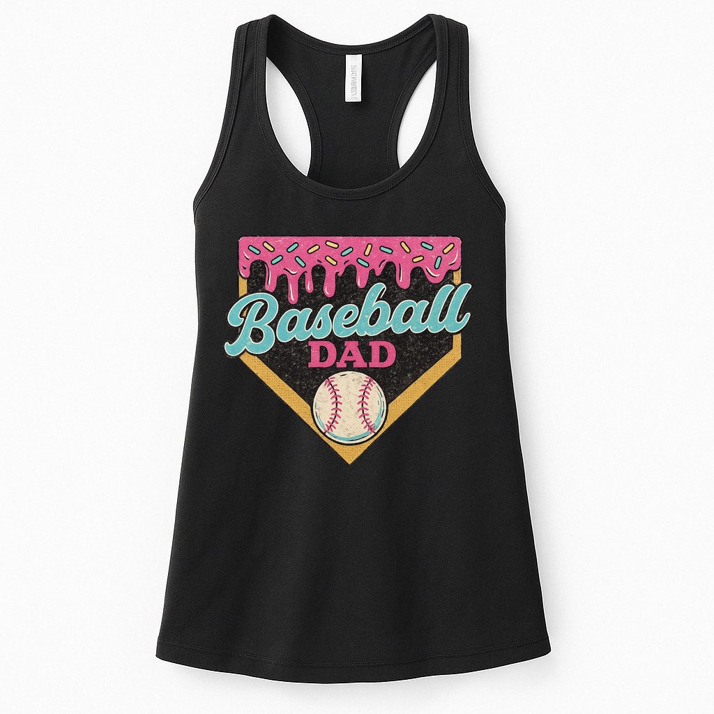 Baseball Dad Ice Cream Drip Womens Tank Top