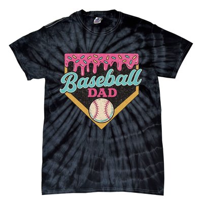 Baseball Dad Ice Cream Drip Tie-Dye T-Shirt