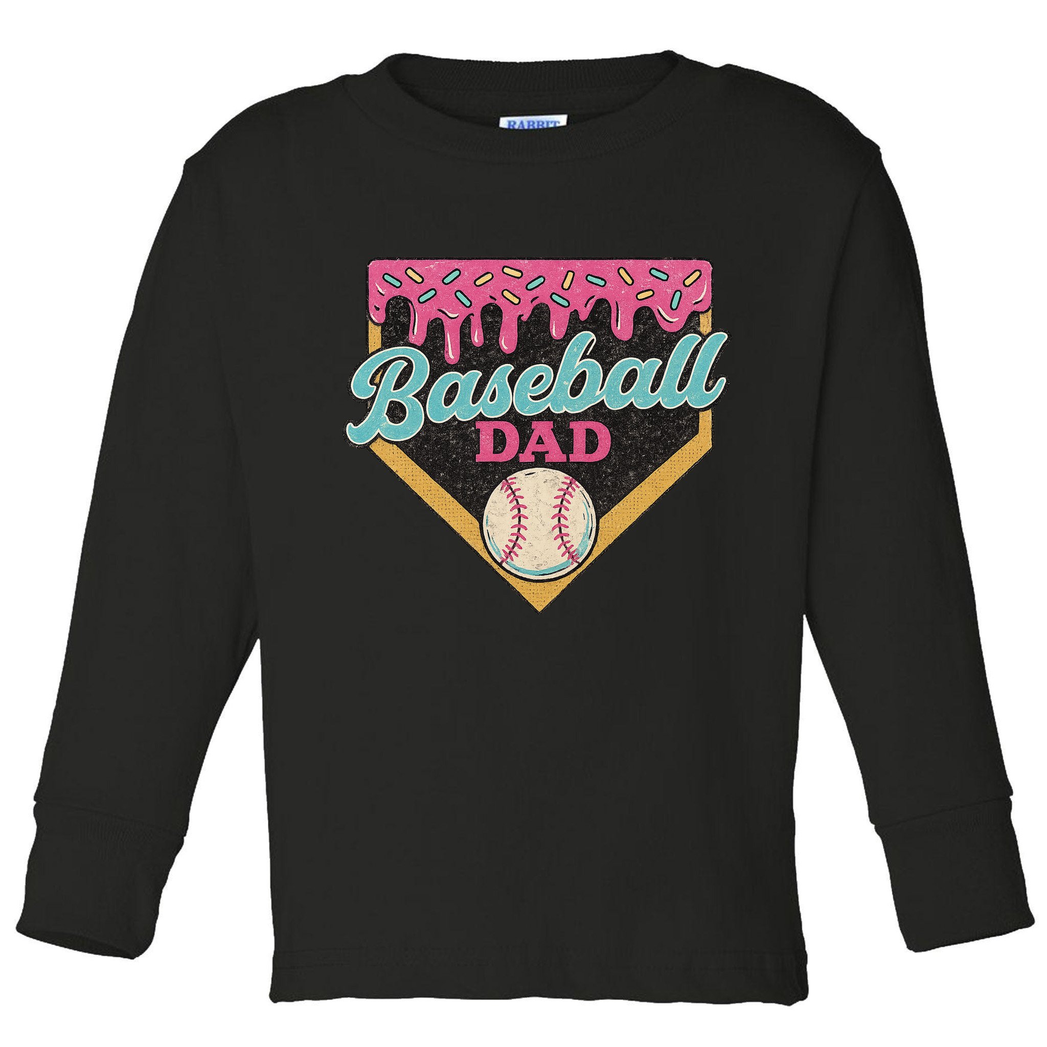 Baseball Dad Ice Cream Drip Toddler Long Sleeve Shirt