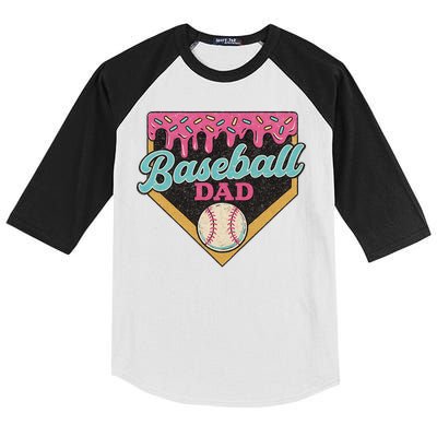 Baseball Dad Ice Cream Drip Kids Colorblock Raglan Jersey