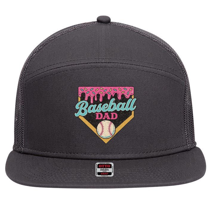Baseball Dad Ice Cream Drip 7 Panel Mesh Trucker Snapback Hat