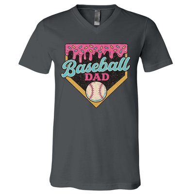 Baseball Dad Ice Cream Drip V-Neck T-Shirt