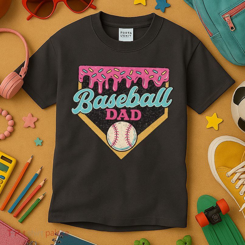 Baseball Dad Ice Cream Drip Kids T-Shirt