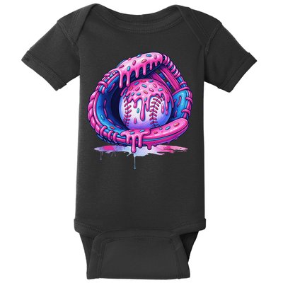 Baseball Drip Ice Cream Sprinkles Baseball Glove Baby Bodysuit