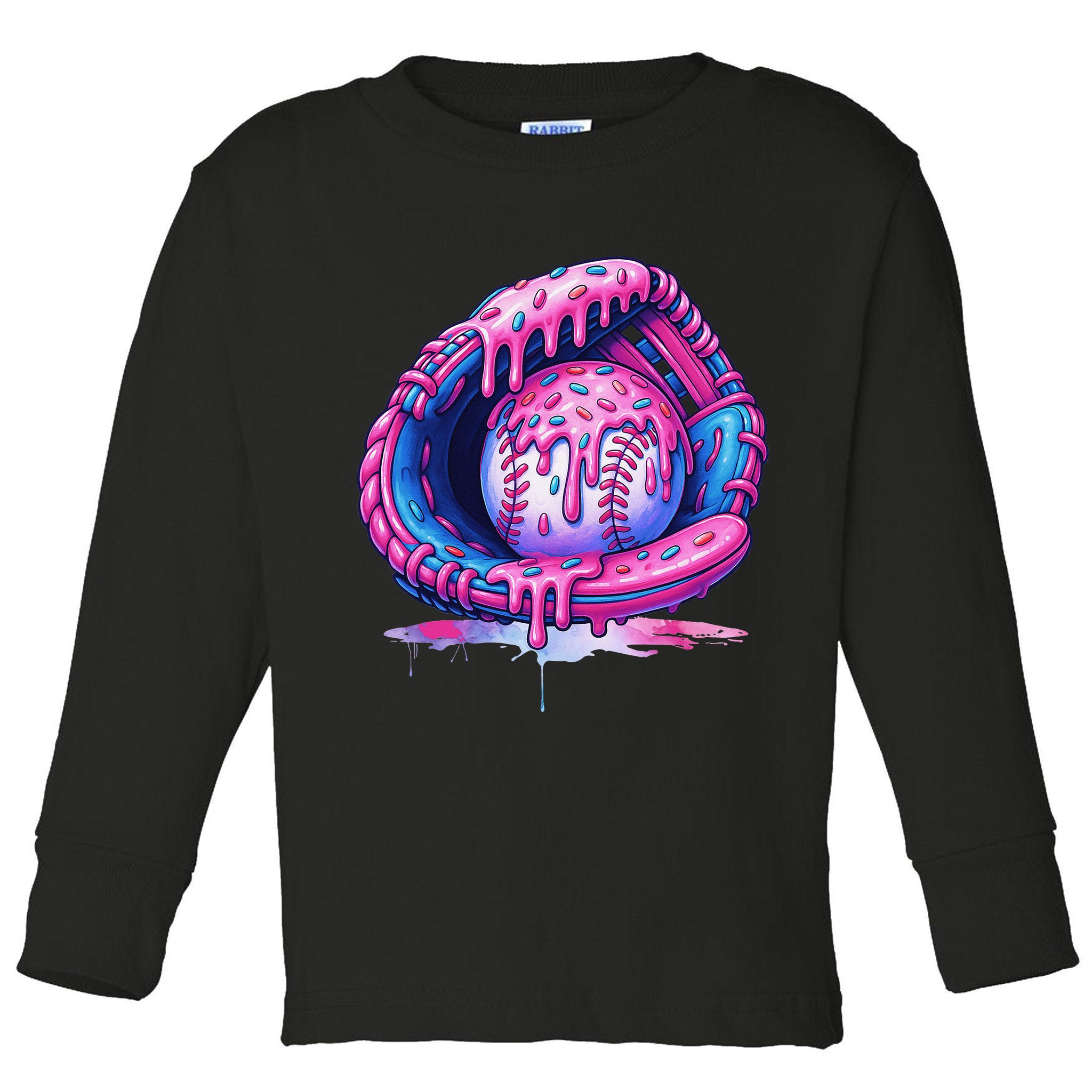 Baseball Drip Ice Cream Sprinkles Baseball Glove Toddler Long Sleeve Shirt