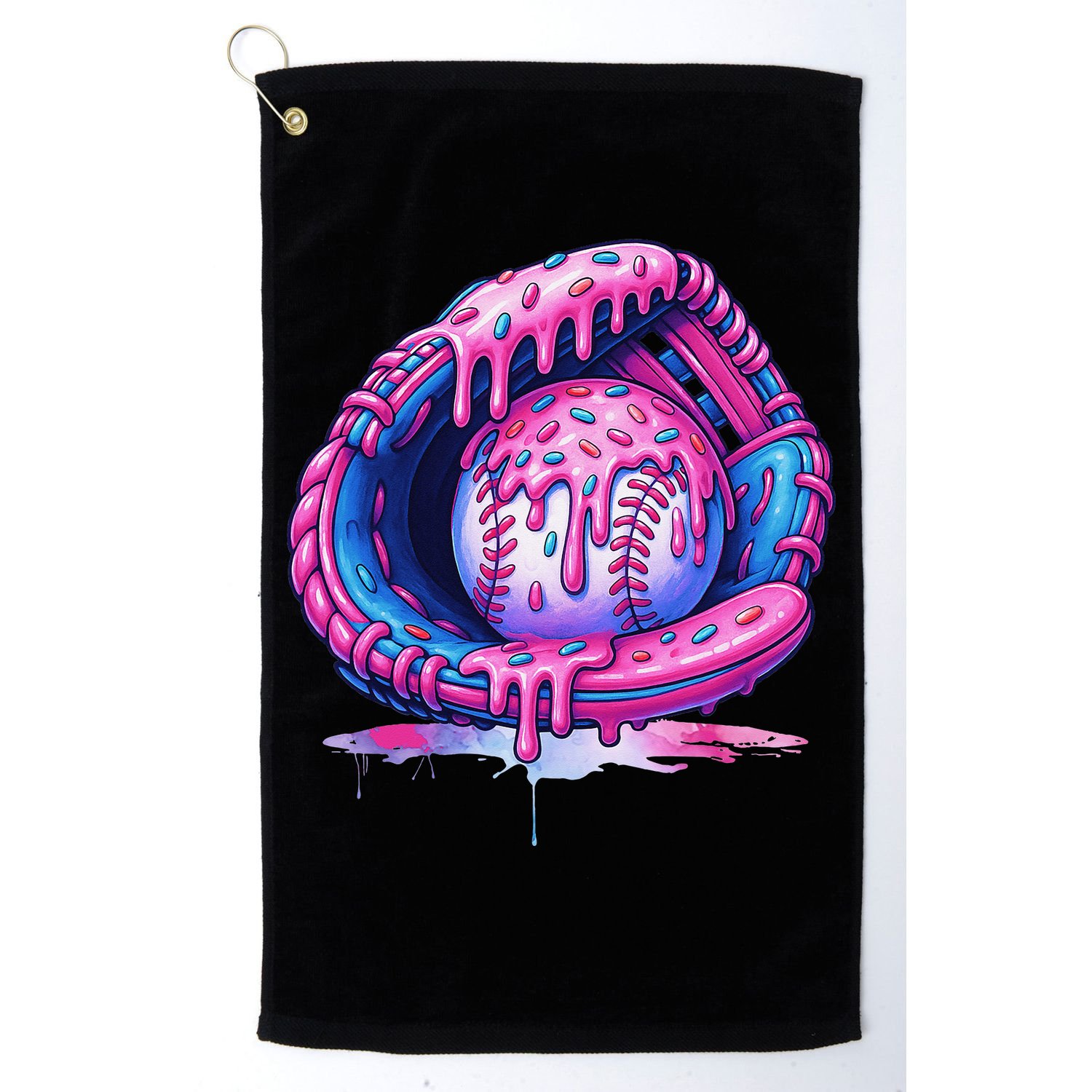 Baseball Drip Ice Cream Sprinkles Baseball Glove Golf Towel