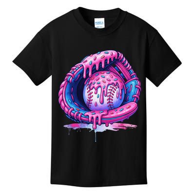 Baseball Drip Ice Cream Sprinkles Baseball Glove Kids T-Shirt