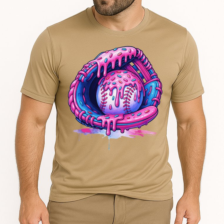 Baseball Drip Ice Cream Sprinkles Baseball Glove Cooling Performance Crew T-Shirt