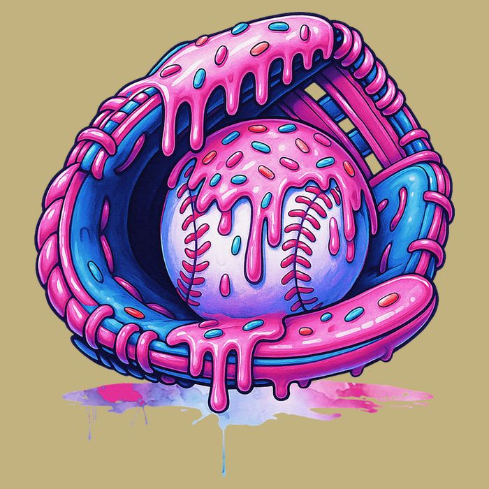 Baseball Drip Ice Cream Sprinkles Baseball Glove Cooling Performance Crew T-Shirt
