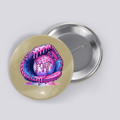 Baseball Drip Ice Cream Sprinkles Baseball Glove Button