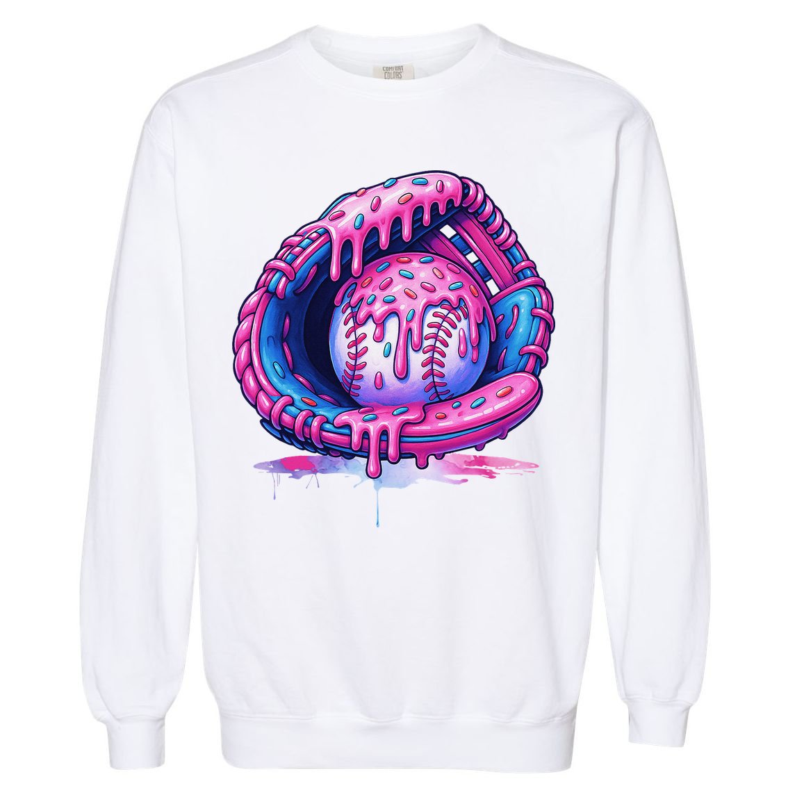 Baseball Drip Ice Cream Sprinkles Baseball Glove Garment-Dyed Sweatshirt