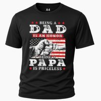 Being Dad Is An Honor Being Papa Is Priceless USA Flag Cooling Performance Crew T-Shirt