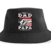 Being Dad Is An Honor Being Papa Is Priceless USA Flag Sustainable Bucket Hat