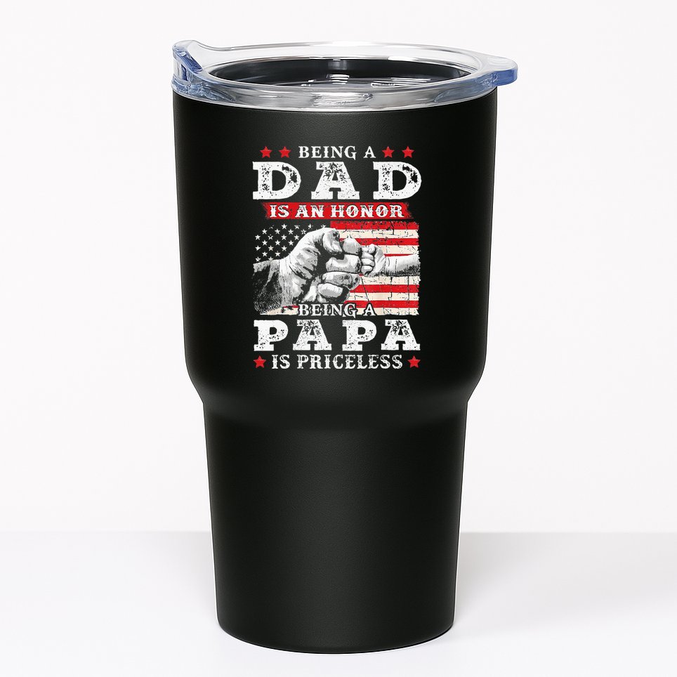 Being Dad Is An Honor Being Papa Is Priceless USA Flag Tumbler