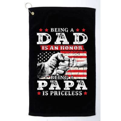 Being Dad Is An Honor Being Papa Is Priceless USA Flag Golf Towel