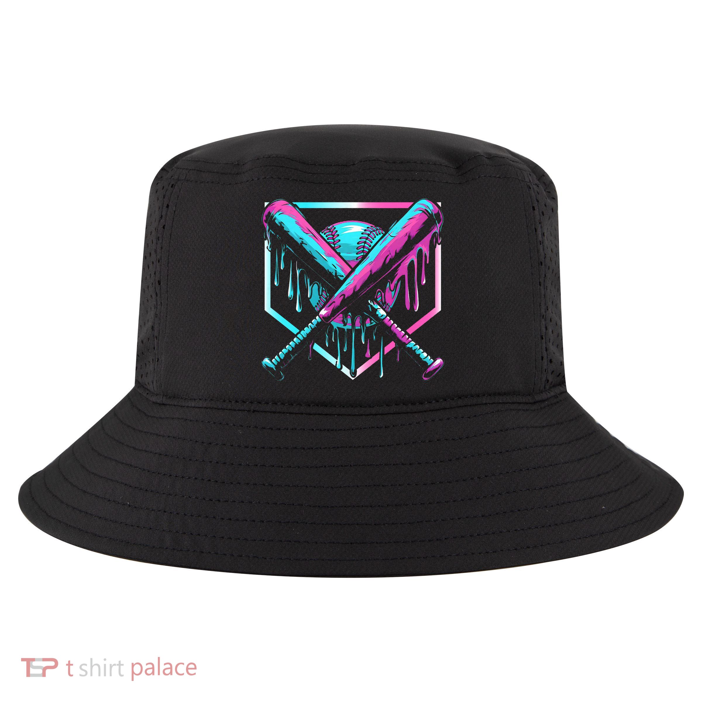 Baseball Drip Ice Cream Illustration Sports Fan Cool Comfort Performance Bucket Hat