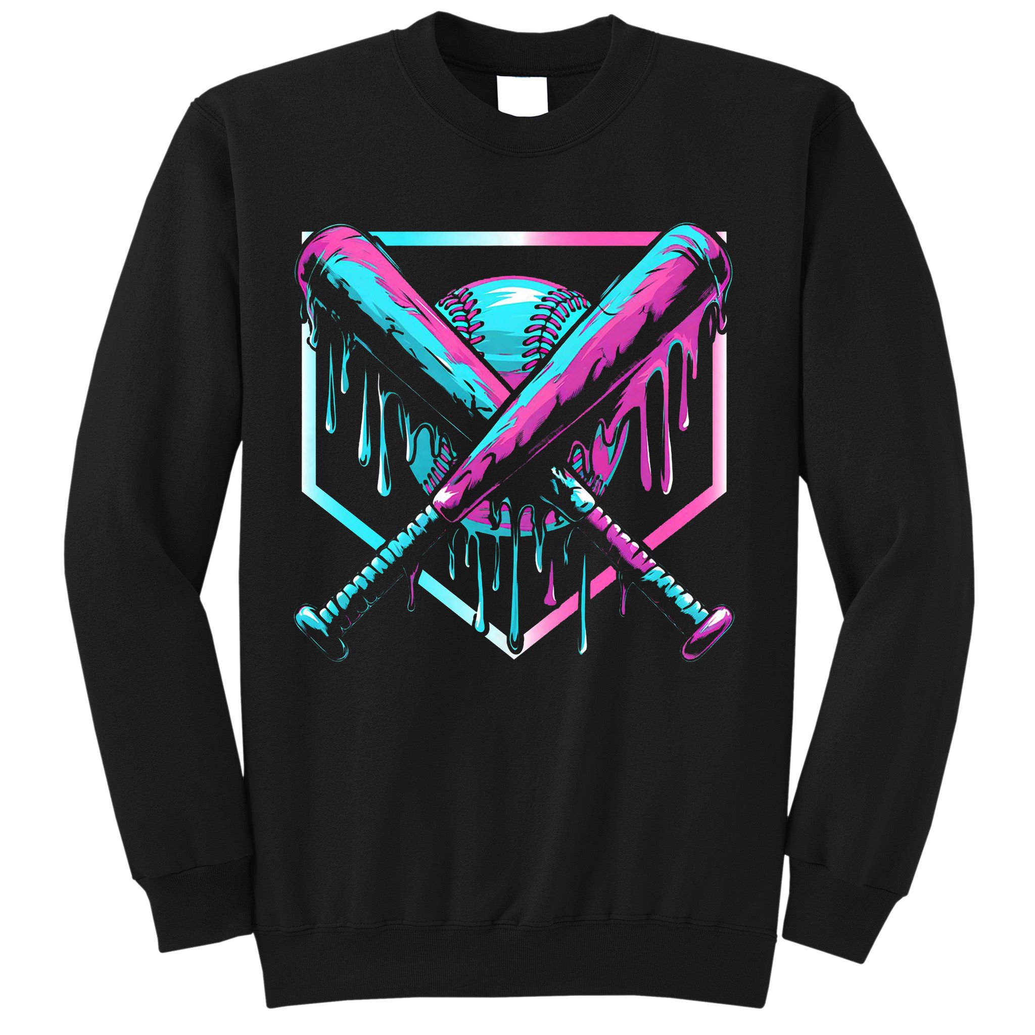 Baseball Drip Ice Cream Illustration Sports Fan Sweatshirt