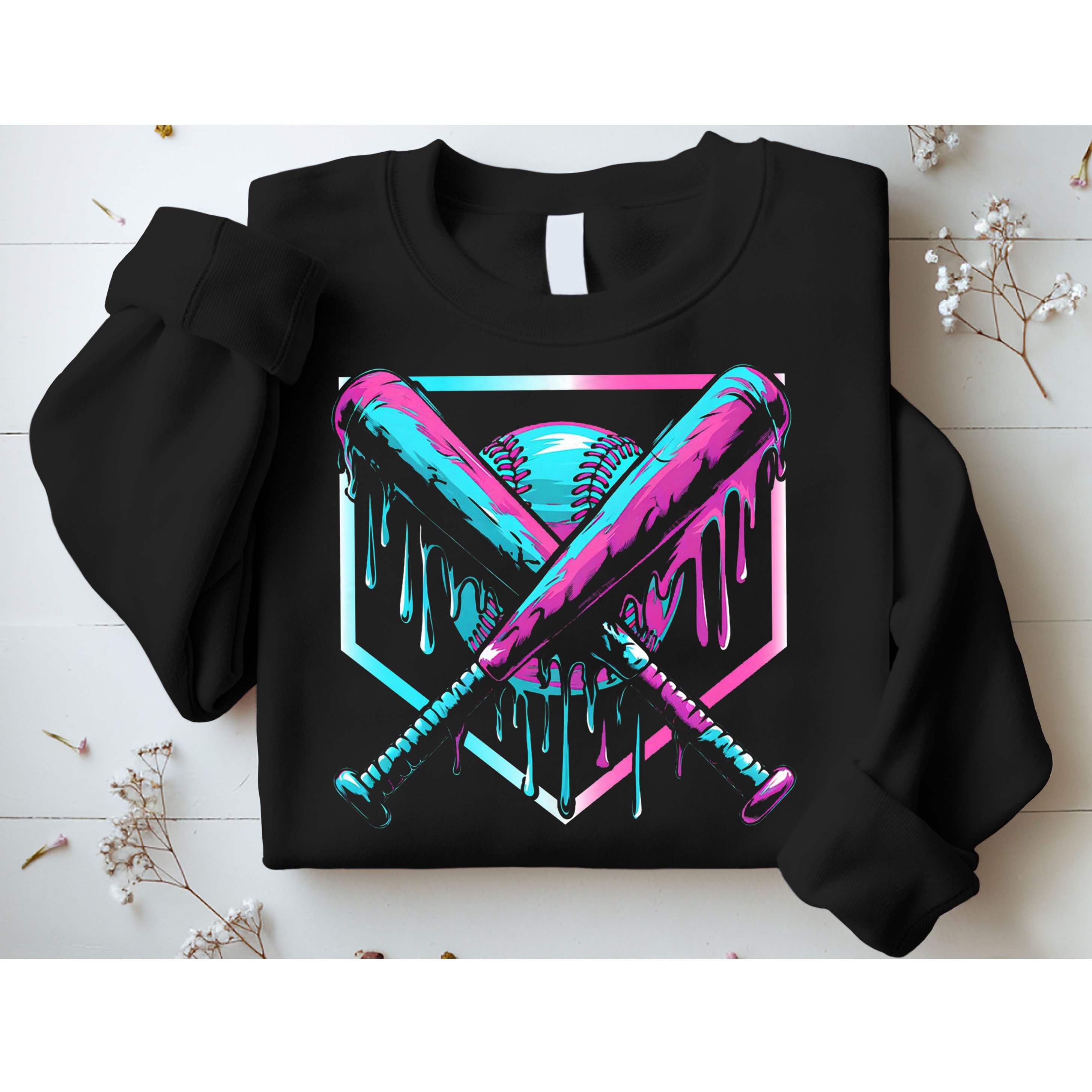 Baseball Drip Ice Cream Illustration Sports Fan Sweatshirt