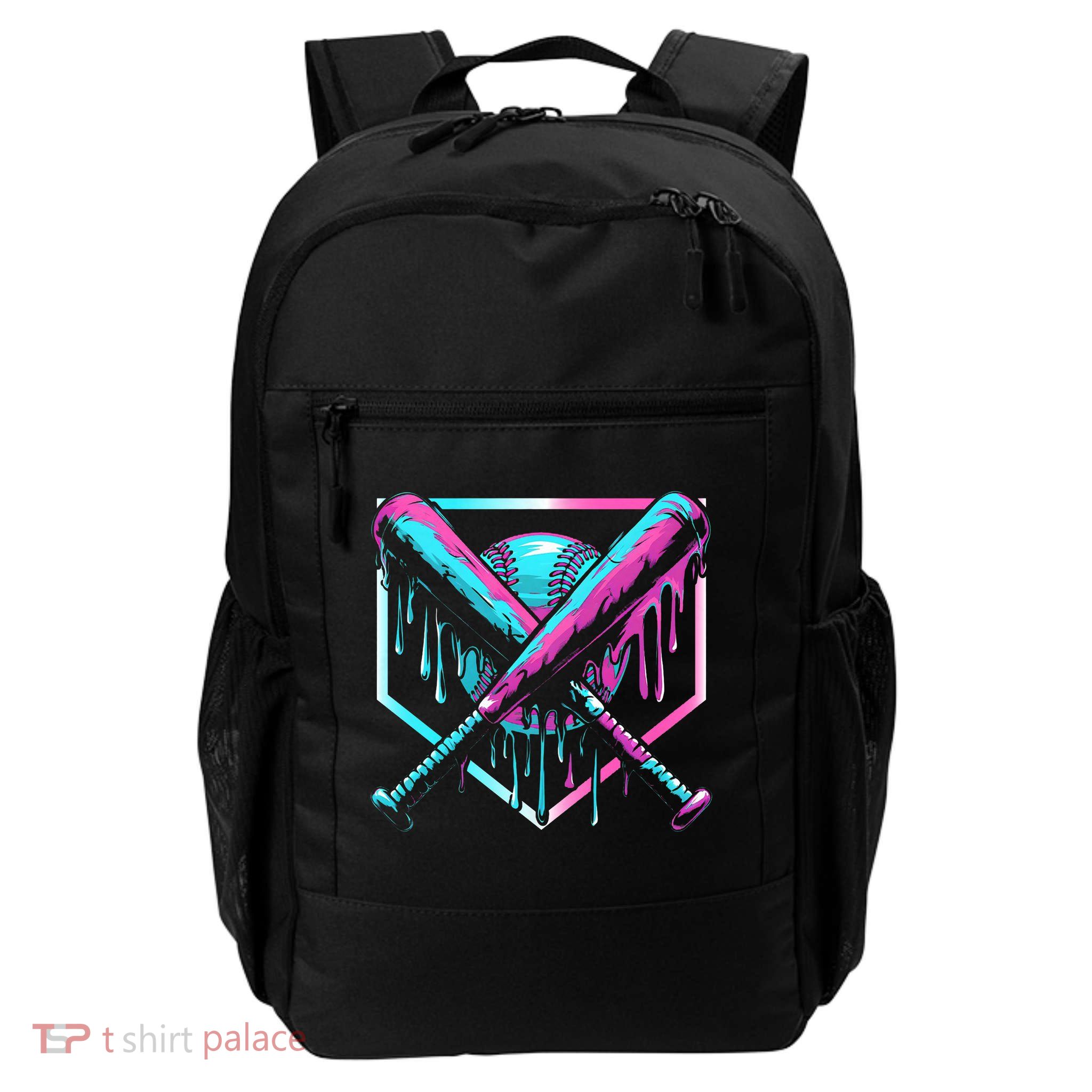 Baseball Drip Ice Cream Illustration Sports Fan Daily Commute Backpack