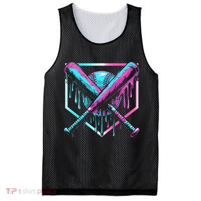 Baseball Drip Ice Cream Illustration Sports Fan Mesh Reversible Basketball Jersey Tank