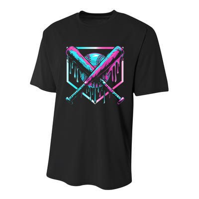 Baseball Drip Ice Cream Illustration Sports Fan Youth Performance Sprint T-Shirt