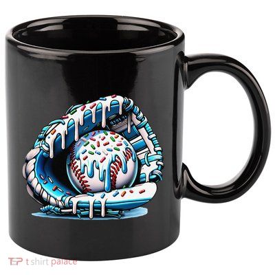 Baseball Drip Ice Cream Sprinkles Glove 11oz C Handle Ceramic Mug