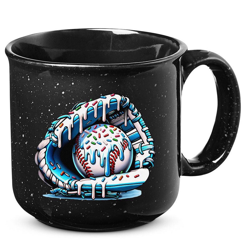 Baseball Drip Ice Cream Sprinkles Glove 15oz Campfire Ceramic Mug