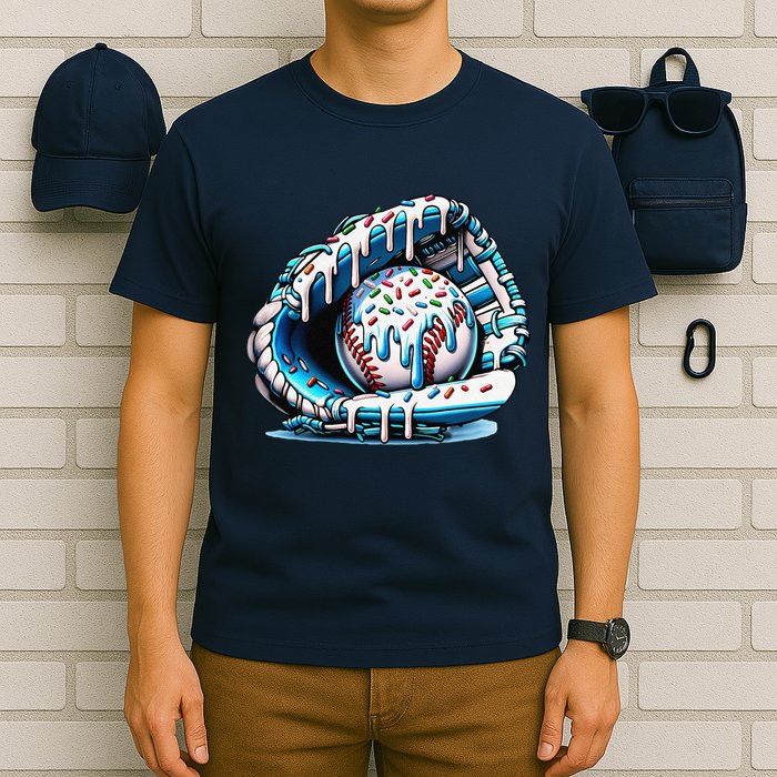 Baseball Drip Ice Cream Sprinkles Glove T-Shirt