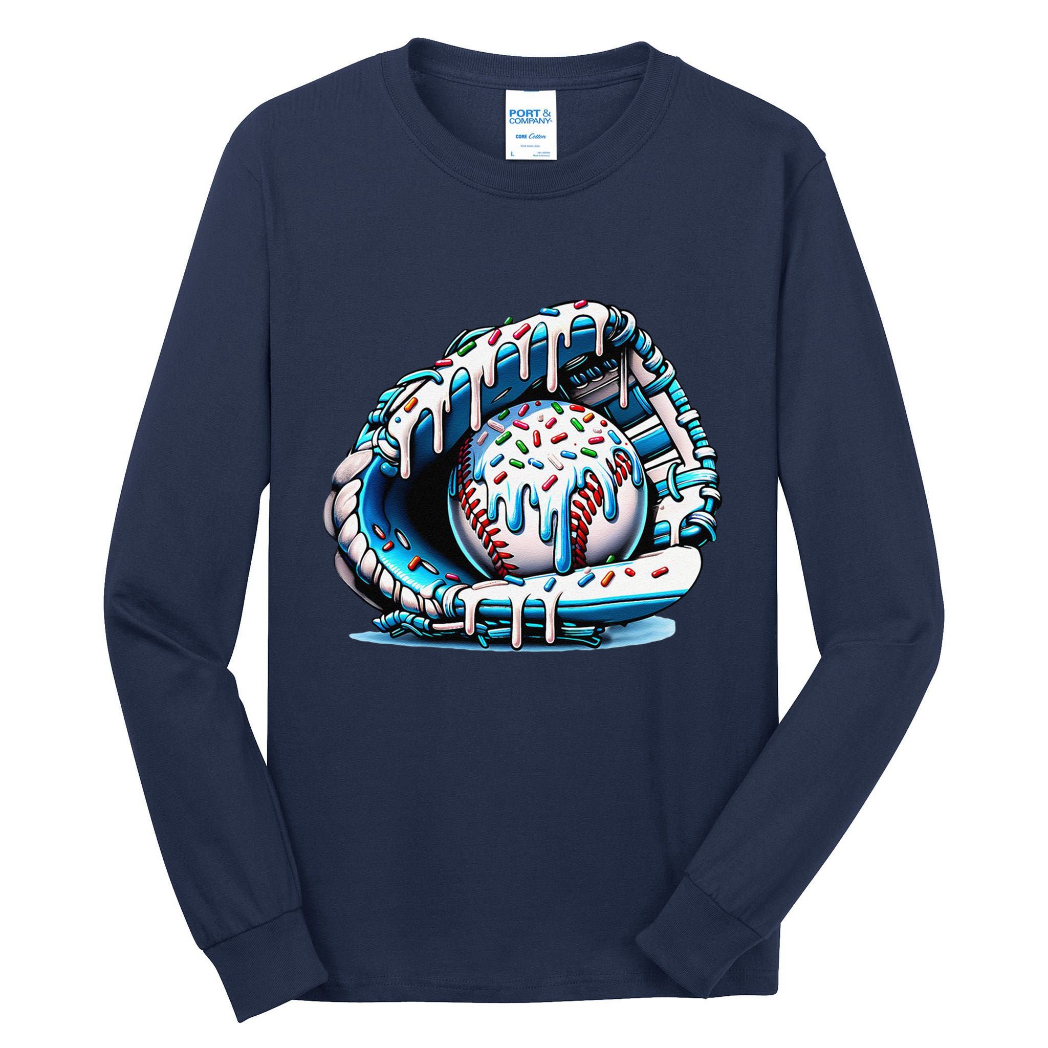 Baseball Drip Ice Cream Sprinkles Glove Tall Long Sleeve T-Shirt