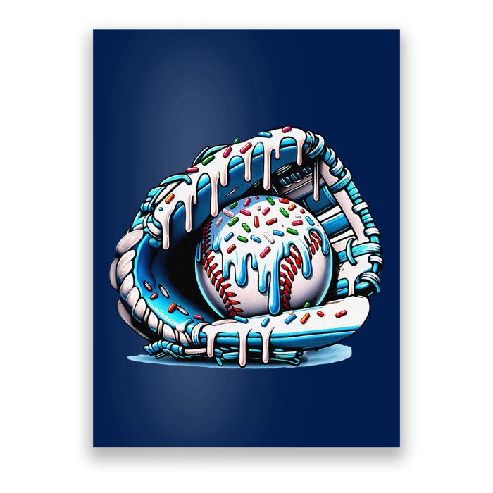 Baseball Drip Ice Cream Sprinkles Glove Poster