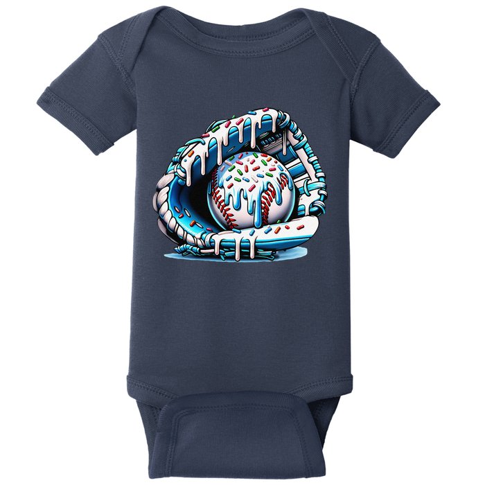Baseball Drip Ice Cream Sprinkles Glove Baby Bodysuit