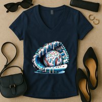 Baseball Drip Ice Cream Sprinkles Glove Women's V-Neck T-Shirt