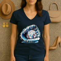 Baseball Drip Ice Cream Sprinkles Glove Women's V-Neck T-Shirt