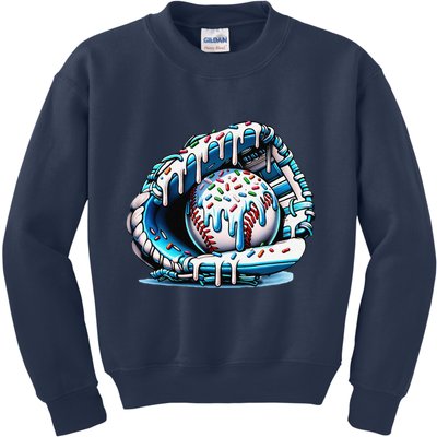 Baseball Drip Ice Cream Sprinkles Glove Kids Sweatshirt