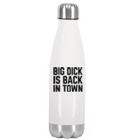 Big Dick Is Back In Town Funny Adult Sex Joke Gift Idea Stainless Steel Insulated Water Bottle