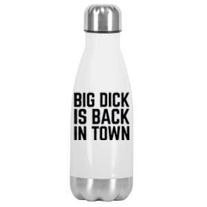 Big Dick Is Back In Town Funny Adult Sex Joke Gift Idea Stainless Steel Insulated Water Bottle