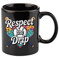 Baseball Drip Ice Cream Dripping Respect The Drip 11oz C Handle Ceramic Mug
