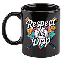 Baseball Drip Ice Cream Dripping Respect The Drip 11oz C Handle Ceramic Mug