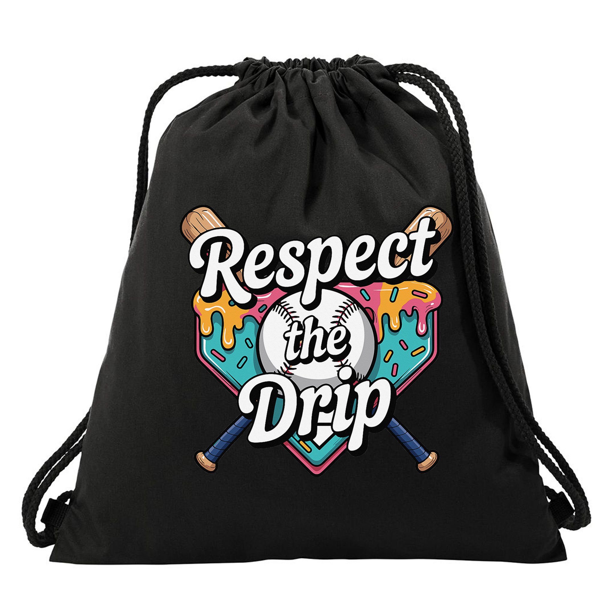 Baseball Drip Ice Cream Dripping Respect The Drip Drawstring Bag
