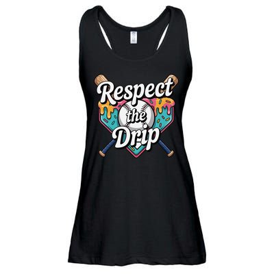 Baseball Drip Ice Cream Dripping Respect The Drip Ladies Essential Flowy Tank
