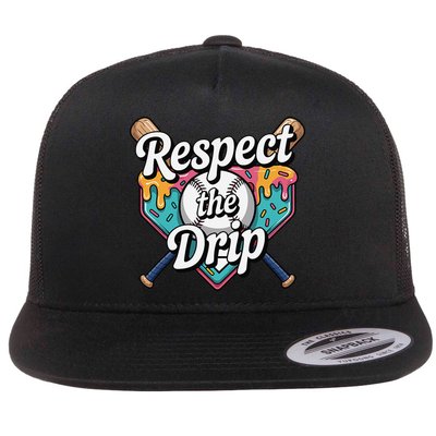 Baseball Drip Ice Cream Dripping Respect The Drip Flatbill Hat