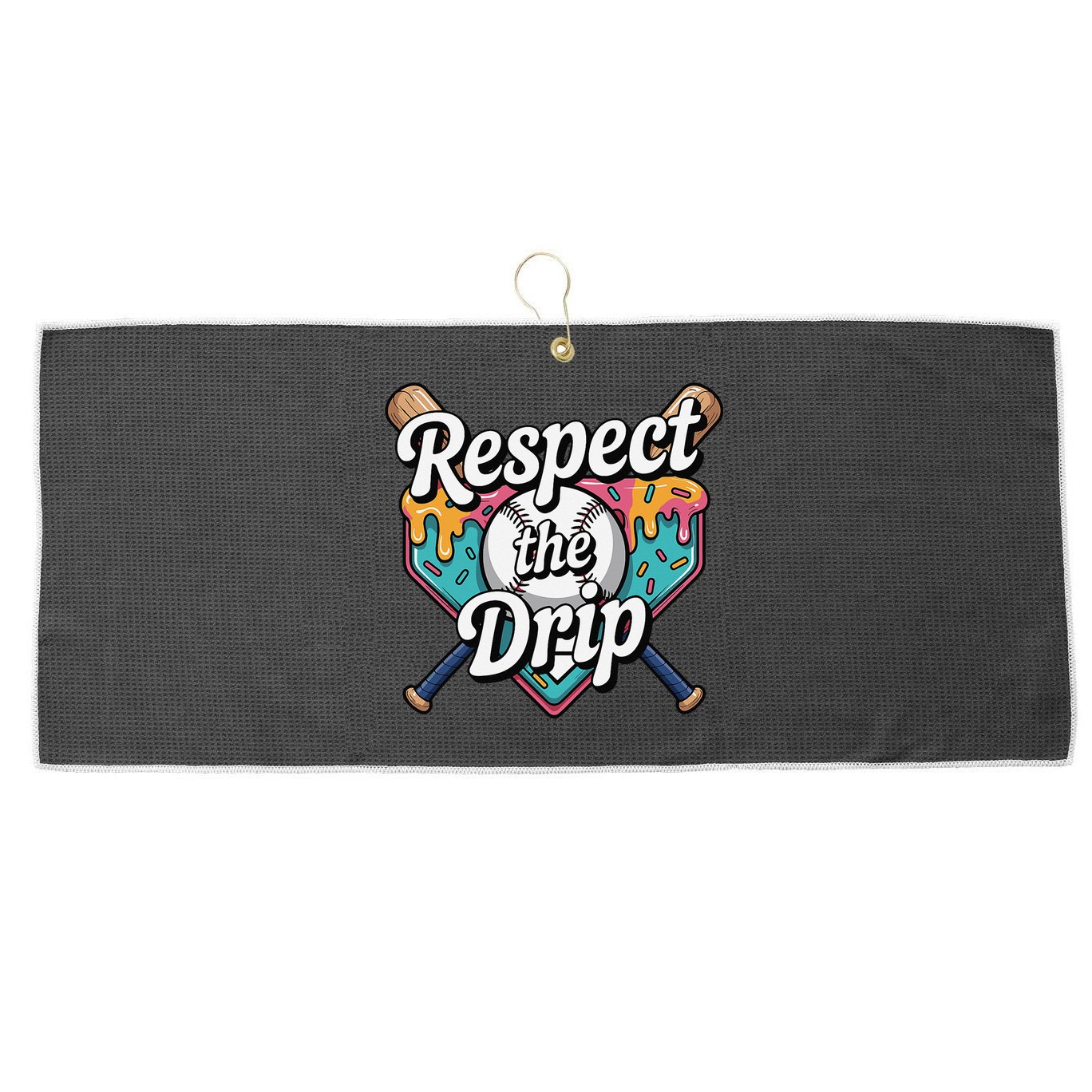Baseball Drip Ice Cream Dripping Respect The Drip Large Microfiber Waffle Golf Towel