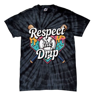 Baseball Drip Ice Cream Dripping Respect The Drip Tie-Dye T-Shirt