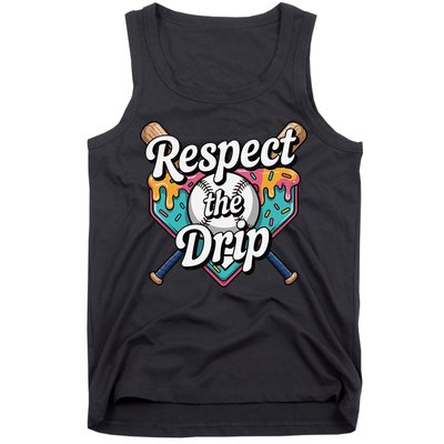 Baseball Drip Ice Cream Dripping Respect The Drip Tank Top